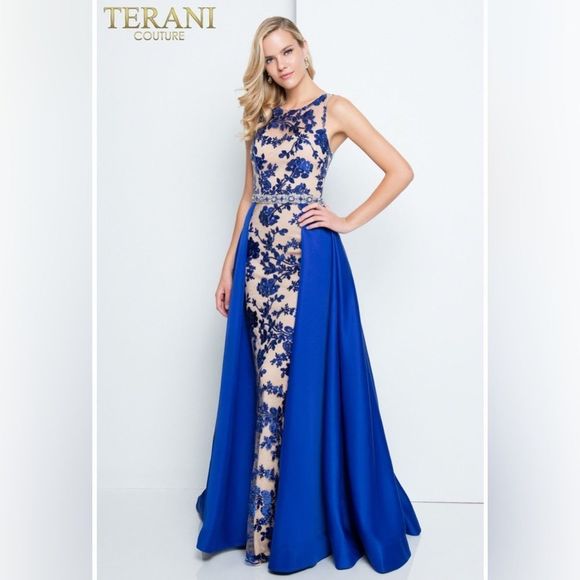 Terani Couture royal blue prom dress / evening gown 12 - Picture 1 of 13